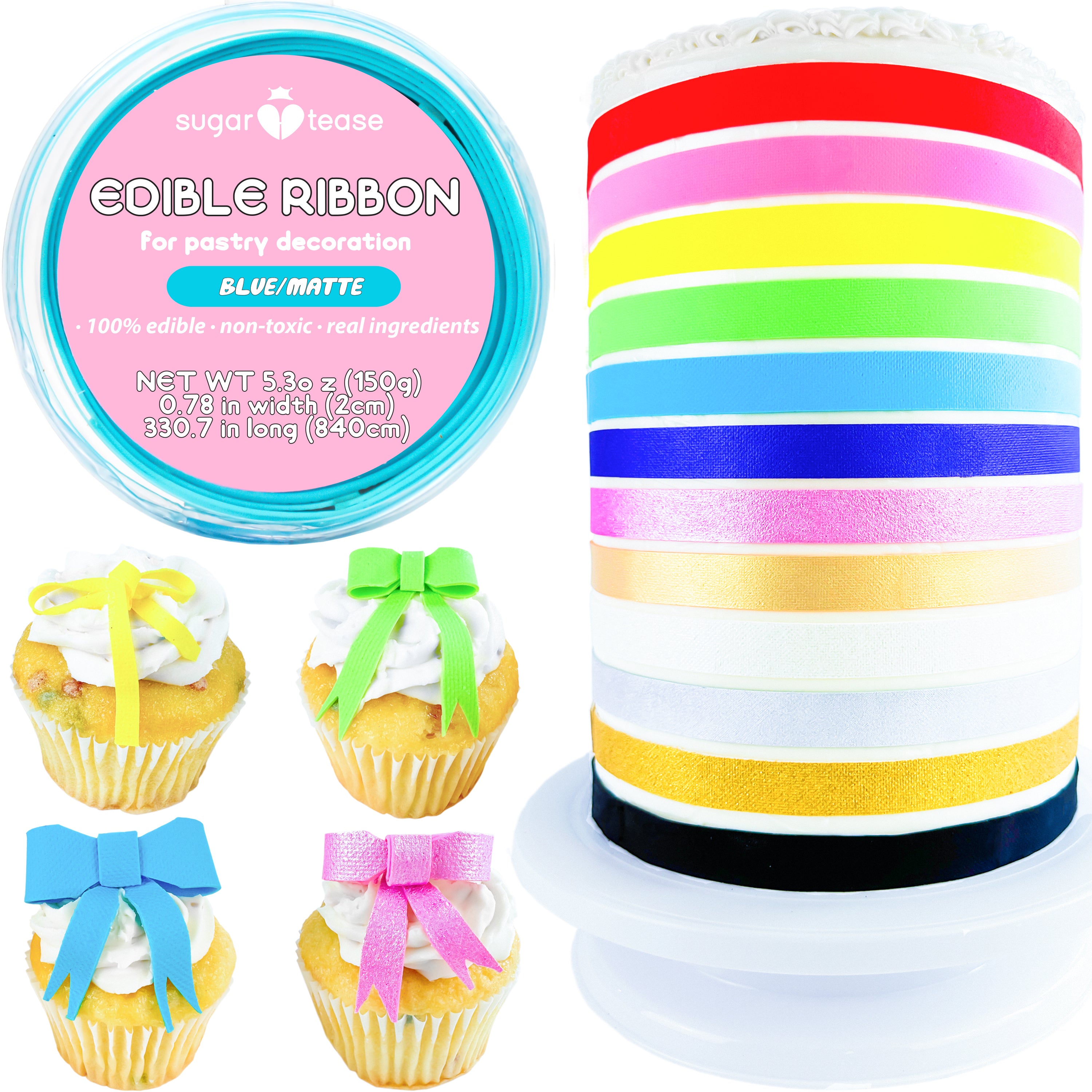 Edible Ribbon Cake Decoration (Matte)