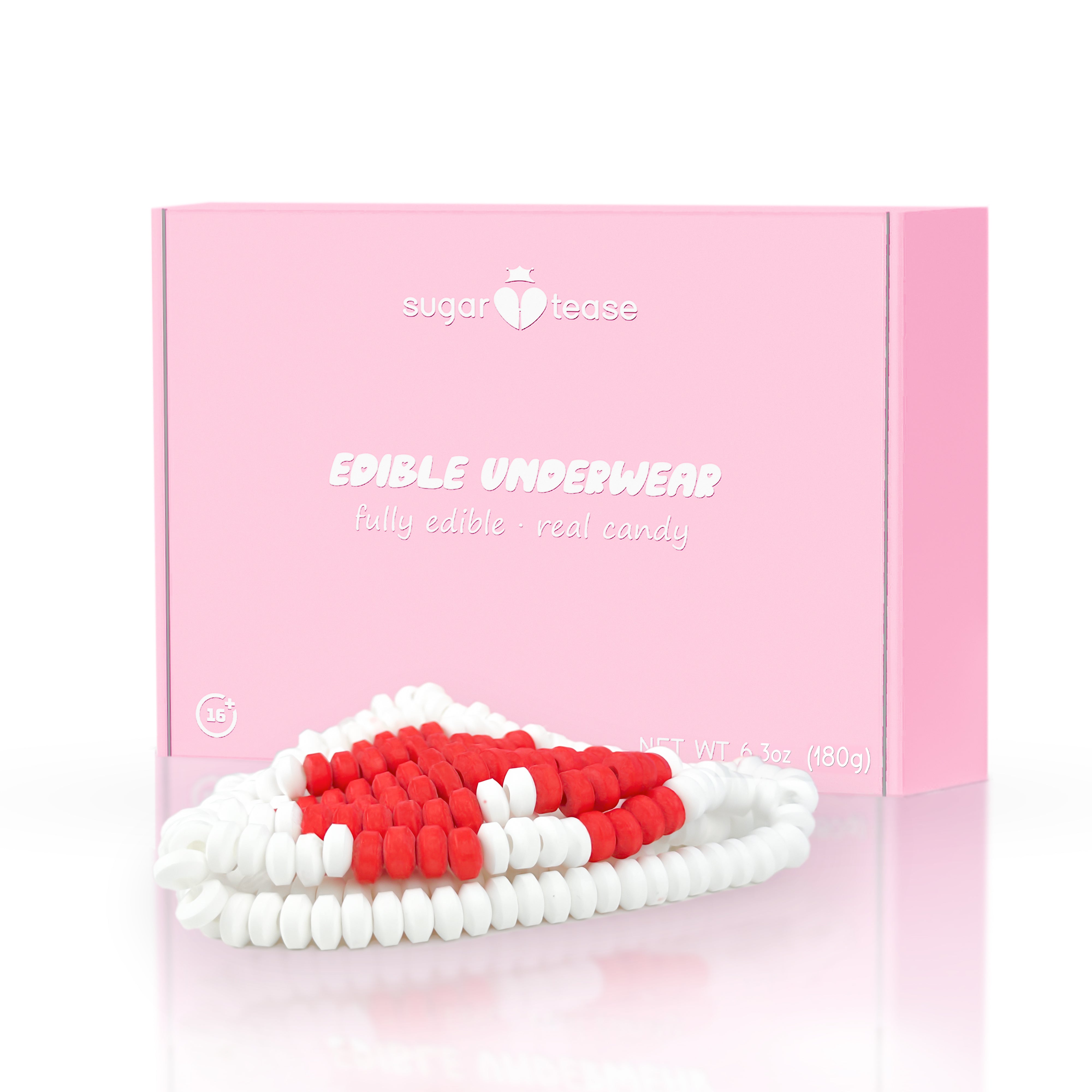 Edible Candy Underwear White Red Heart