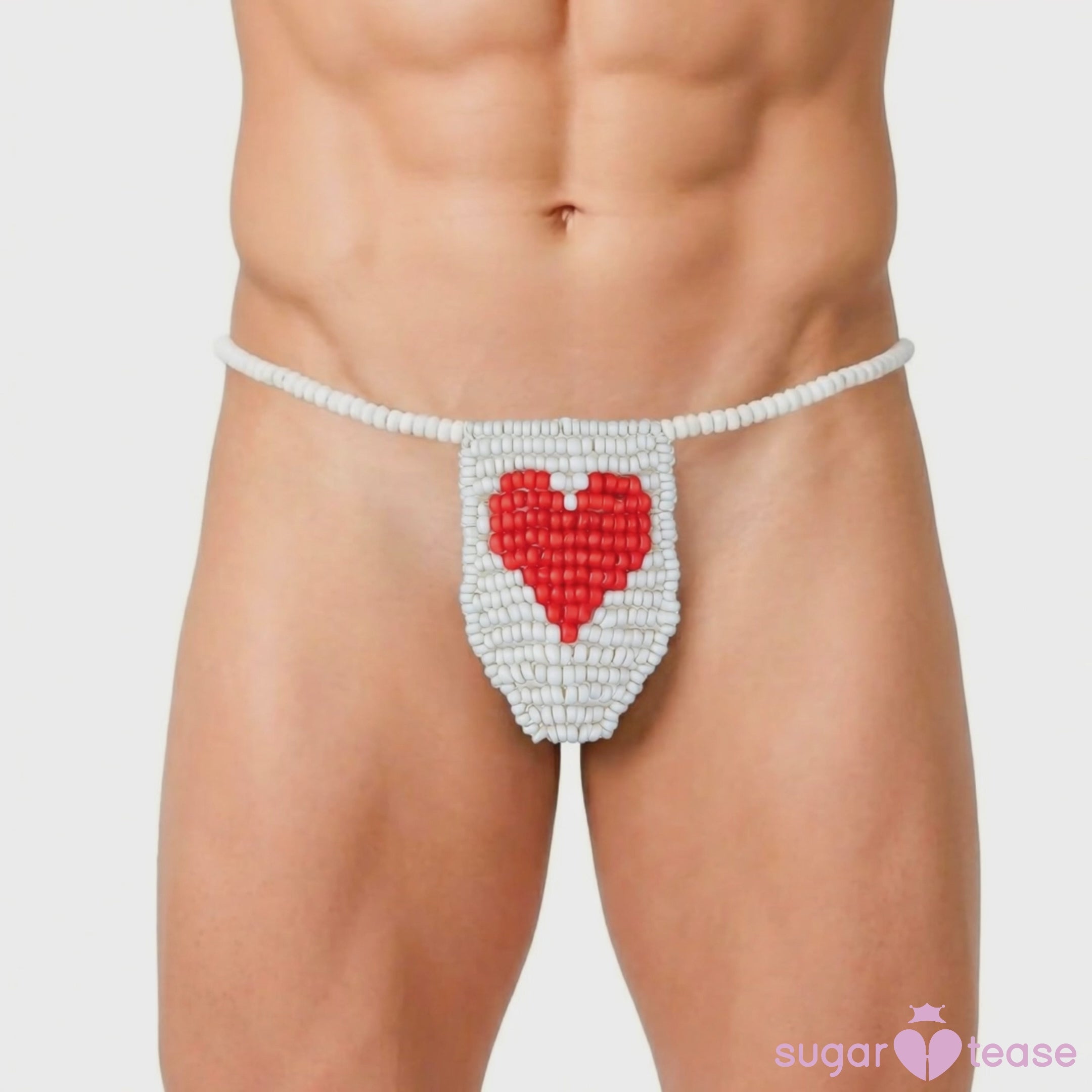 Edible Candy Underwear White Red Heart